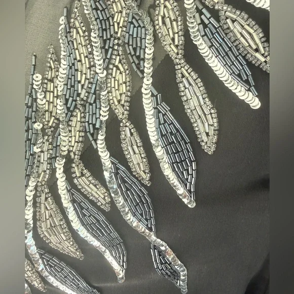 Vtg 90’s Argenti Blouse Mesh 100%Silk Beaded Black Embellished Sz 3XL Whimsigoth - Picture 7 of 16